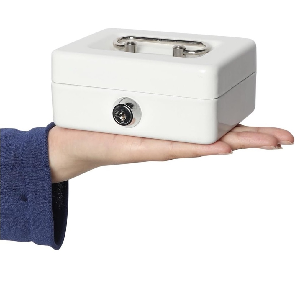 White Lockable Cash Box - Picture 2 of 4